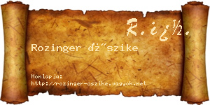 Rozinger Őszike névjegykártya